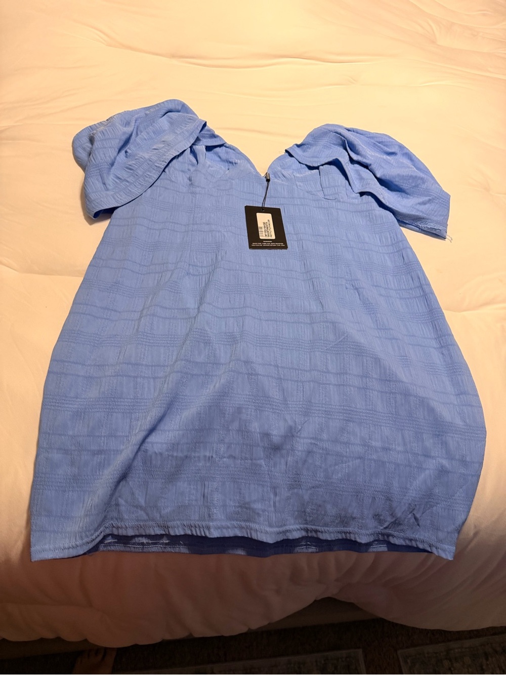 PrettyLittleThing Light Blue Girls' Puff Sleeve Dress